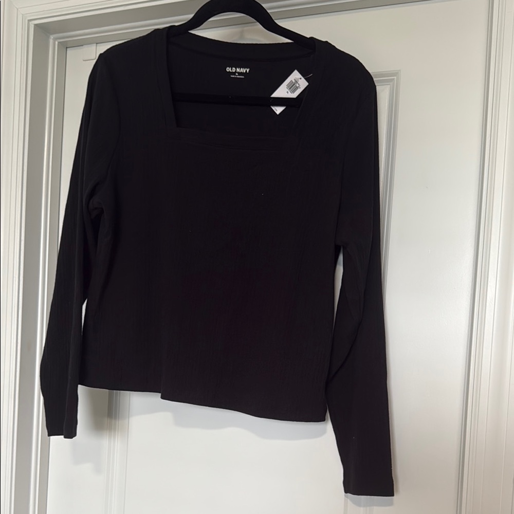 Old Navy Women's xl Fitted Square-Neck Rib-Knit T-Shirt - Picture 2 of 7